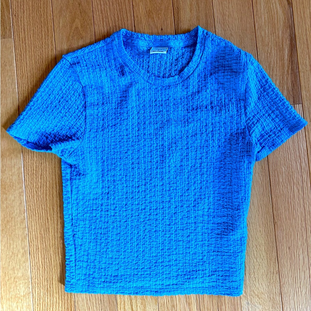Abercrombie & Fitch Blue Textured Short Sleeve Tee